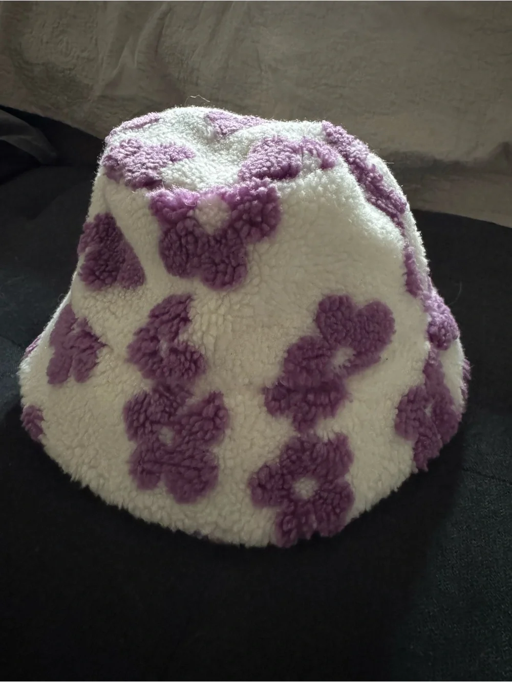 Purple Floral Sherpa Bucket Hat - Picture 2 of 4